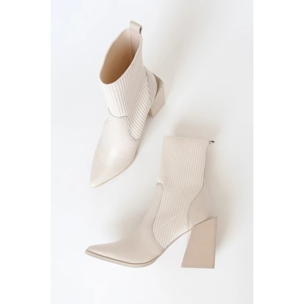 Steve Madden Tackle Sock Bootie In Bone Leather S… - image 2